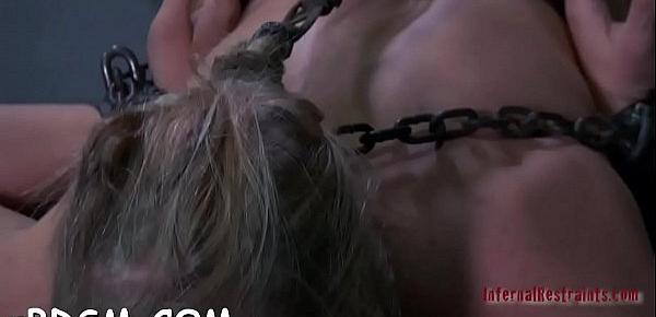  Bounded girl is oozing wet from her sexy torture